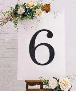 HIER_5150 8" Black Decorative Rhinestone Number Stickers DIY Crafts - 6 20 HIER_5150 8