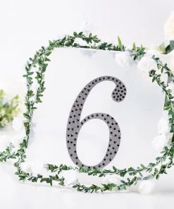 HIER_5150 8" Black Decorative Rhinestone Number Stickers DIY Crafts - 6