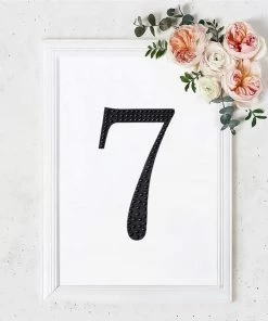 HIER_5150 8" Black Decorative Rhinestone Number Stickers DIY Crafts - 7 Chargers & Centerpieces