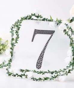 HIER_5150 8" Black Decorative Rhinestone Number Stickers DIY Crafts - 7 Chargers & Centerpieces