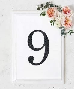 HIER_5150 Chargers & Centerpieces 8" Black Decorative Rhinestone Number Stickers DIY Crafts - 9