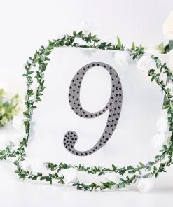 HIER_5150 Chargers & Centerpieces 8" Black Decorative Rhinestone Number Stickers DIY Crafts - 9