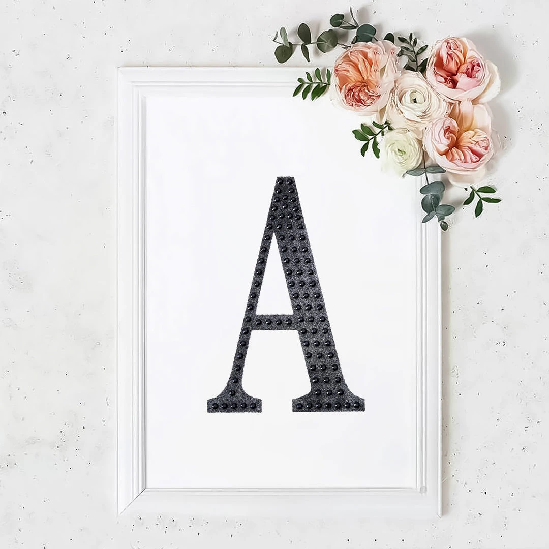 HIER_5150 8" Black Decorative Rhinestone Alphabet Letter Stickers DIY Crafts - A Chargers & Centerpieces 1 HIER_5150 8" Black Decorative Rhinestone Alphabet Letter Stickers DIY Crafts - A Chargers & Centerpieces