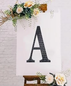 HIER_5150 8" Black Decorative Rhinestone Alphabet Letter Stickers DIY Crafts - A Chargers & Centerpieces 20 HIER_5150 8