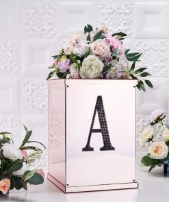 HIER_5150 8" Black Decorative Rhinestone Alphabet Letter Stickers DIY Crafts - A Chargers & Centerpieces 16 HIER_5150 8