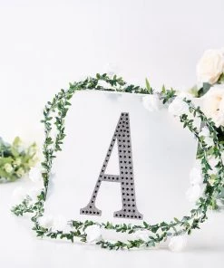 HIER_5150 8" Black Decorative Rhinestone Alphabet Letter Stickers DIY Crafts - A Chargers & Centerpieces
