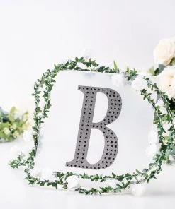 HIER_5150 Chargers & Centerpieces 8" Black Decorative Rhinestone Alphabet Letter Stickers DIY Crafts - B