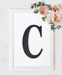 HIER_5150 8" Black Decorative Rhinestone Alphabet Letter Stickers DIY Crafts - C Chargers & Centerpieces