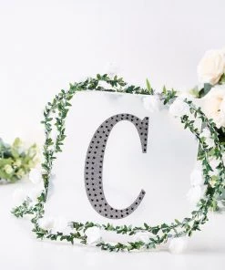 HIER_5150 8" Black Decorative Rhinestone Alphabet Letter Stickers DIY Crafts - C Chargers & Centerpieces