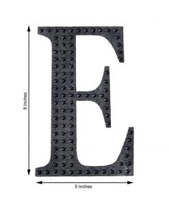 HIER_5150 Chargers & Centerpieces 8" Black Decorative Rhinestone Alphabet Letter Stickers DIY Crafts - E 13 HIER_5150 Chargers & Centerpieces 8