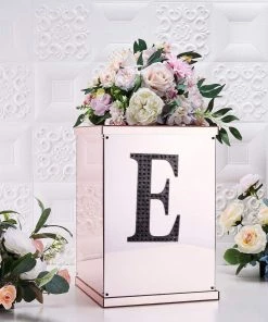 HIER_5150 Chargers & Centerpieces 8" Black Decorative Rhinestone Alphabet Letter Stickers DIY Crafts - E 16 HIER_5150 Chargers & Centerpieces 8