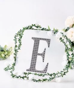 HIER_5150 Chargers & Centerpieces 8" Black Decorative Rhinestone Alphabet Letter Stickers DIY Crafts - E