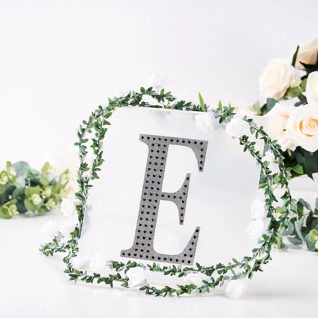 HIER_5150 Chargers & Centerpieces 8" Black Decorative Rhinestone Alphabet Letter Stickers DIY Crafts - E 2 HIER_5150 Chargers & Centerpieces 8" Black Decorative Rhinestone Alphabet Letter Stickers DIY Crafts - E