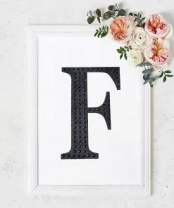HIER_5150 8" Black Decorative Rhinestone Alphabet Letter Stickers DIY Crafts - F Chargers & Centerpieces