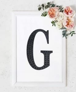 HIER_5150 Chargers & Centerpieces 8" Black Decorative Rhinestone Alphabet Letter Stickers DIY Crafts - G