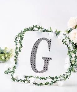 HIER_5150 Chargers & Centerpieces 8" Black Decorative Rhinestone Alphabet Letter Stickers DIY Crafts - G