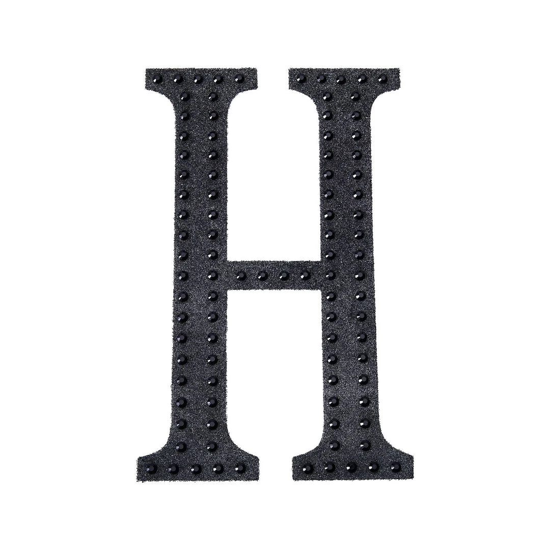 HIER_5150 8" Black Decorative Rhinestone Alphabet Letter Stickers DIY Crafts - H 11 HIER_5150 8" Black Decorative Rhinestone Alphabet Letter Stickers DIY Crafts - H