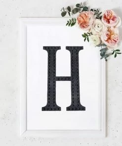 HIER_5150 8" Black Decorative Rhinestone Alphabet Letter Stickers DIY Crafts - H