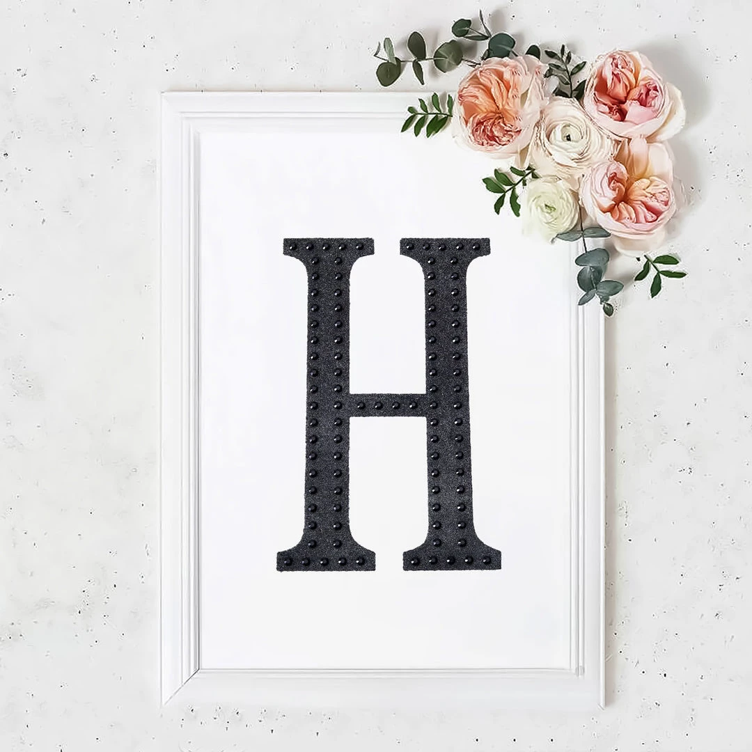 HIER_5150 8" Black Decorative Rhinestone Alphabet Letter Stickers DIY Crafts - H 1 HIER_5150 8" Black Decorative Rhinestone Alphabet Letter Stickers DIY Crafts - H