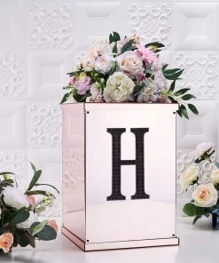 HIER_5150 8" Black Decorative Rhinestone Alphabet Letter Stickers DIY Crafts - H 16 HIER_5150 8