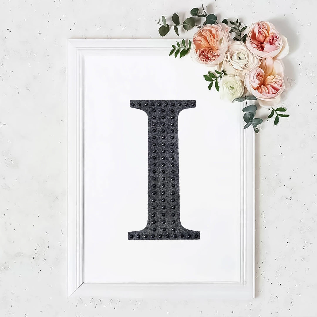 HIER_5150 Chargers & Centerpieces 8" Black Decorative Rhinestone Alphabet Letter Stickers DIY Crafts - I 1 HIER_5150 Chargers & Centerpieces 8" Black Decorative Rhinestone Alphabet Letter Stickers DIY Crafts - I