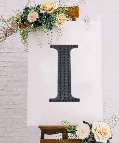 HIER_5150 Chargers & Centerpieces 8" Black Decorative Rhinestone Alphabet Letter Stickers DIY Crafts - I 20 HIER_5150 Chargers & Centerpieces 8