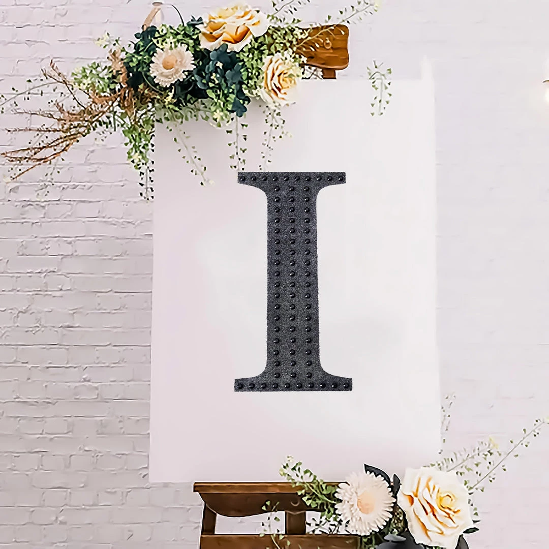 HIER_5150 Chargers & Centerpieces 8" Black Decorative Rhinestone Alphabet Letter Stickers DIY Crafts - I 10 HIER_5150 Chargers & Centerpieces 8" Black Decorative Rhinestone Alphabet Letter Stickers DIY Crafts - I