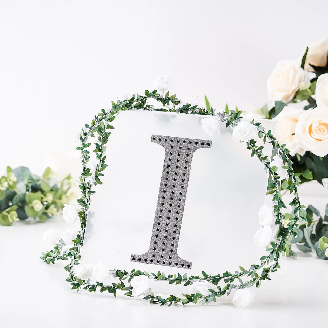 HIER_5150 Chargers & Centerpieces 8" Black Decorative Rhinestone Alphabet Letter Stickers DIY Crafts - I 2 HIER_5150 Chargers & Centerpieces 8" Black Decorative Rhinestone Alphabet Letter Stickers DIY Crafts - I