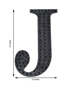 HIER_5150 8" Black Decorative Rhinestone Alphabet Letter Stickers DIY Crafts - J 13 HIER_5150 8