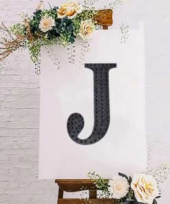 HIER_5150 8" Black Decorative Rhinestone Alphabet Letter Stickers DIY Crafts - J 20 HIER_5150 8