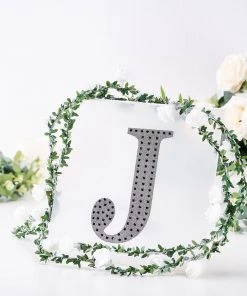 HIER_5150 8" Black Decorative Rhinestone Alphabet Letter Stickers DIY Crafts - J