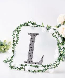 HIER_5150 8" Black Decorative Rhinestone Alphabet Letter Stickers DIY Crafts - L