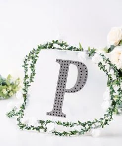 HIER_5150 8" Black Decorative Rhinestone Alphabet Letter Stickers DIY Crafts - P
