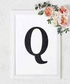 HIER_5150 Chargers & Centerpieces 8" Black Decorative Rhinestone Alphabet Letter Stickers DIY Crafts - Q