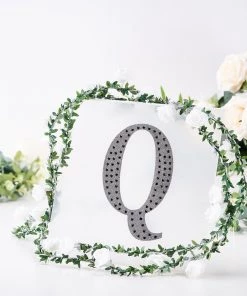 HIER_5150 Chargers & Centerpieces 8" Black Decorative Rhinestone Alphabet Letter Stickers DIY Crafts - Q