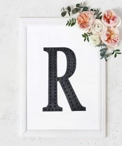 HIER_5150 Chargers & Centerpieces 8" Black Decorative Rhinestone Alphabet Letter Stickers DIY Crafts - R