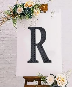 HIER_5150 Chargers & Centerpieces 8" Black Decorative Rhinestone Alphabet Letter Stickers DIY Crafts - R 20 HIER_5150 Chargers & Centerpieces 8