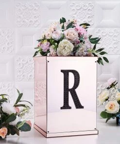 HIER_5150 Chargers & Centerpieces 8" Black Decorative Rhinestone Alphabet Letter Stickers DIY Crafts - R 16 HIER_5150 Chargers & Centerpieces 8