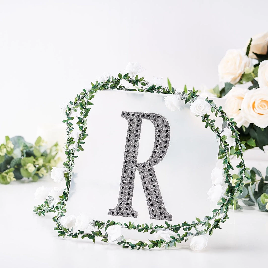 HIER_5150 Chargers & Centerpieces 8" Black Decorative Rhinestone Alphabet Letter Stickers DIY Crafts - R 2 HIER_5150 Chargers & Centerpieces 8" Black Decorative Rhinestone Alphabet Letter Stickers DIY Crafts - R
