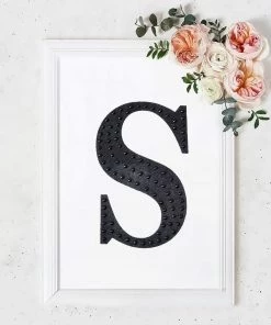 HIER_5150 8" Black Decorative Rhinestone Alphabet Letter Stickers DIY Crafts - S Chargers & Centerpieces