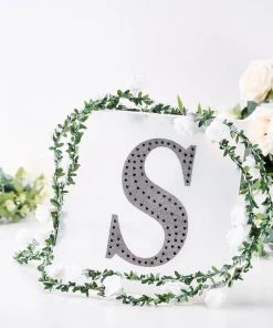 HIER_5150 8" Black Decorative Rhinestone Alphabet Letter Stickers DIY Crafts - S Chargers & Centerpieces