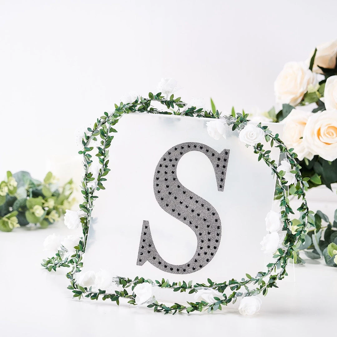 HIER_5150 8" Black Decorative Rhinestone Alphabet Letter Stickers DIY Crafts - S Chargers & Centerpieces 2 HIER_5150 8" Black Decorative Rhinestone Alphabet Letter Stickers DIY Crafts - S Chargers & Centerpieces