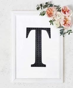 HIER_5150 8" Black Decorative Rhinestone Alphabet Letter Stickers DIY Crafts - T Chargers & Centerpieces