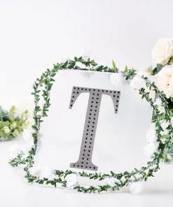 HIER_5150 8" Black Decorative Rhinestone Alphabet Letter Stickers DIY Crafts - T Chargers & Centerpieces