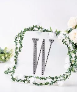 HIER_5150 Chargers & Centerpieces 8" Black Decorative Rhinestone Alphabet Letter Stickers DIY Crafts - W