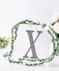 HIER_5150 Chargers & Centerpieces 8" Black Decorative Rhinestone Alphabet Letter Stickers DIY Crafts - X