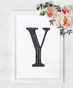 HIER_5150 8" Black Decorative Rhinestone Alphabet Letter Stickers DIY Crafts - Y