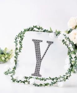 HIER_5150 8" Black Decorative Rhinestone Alphabet Letter Stickers DIY Crafts - Y