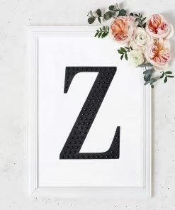 HIER_5150 8" Black Decorative Rhinestone Alphabet Letter Stickers DIY Crafts - Z Chargers & Centerpieces
