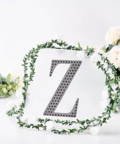 HIER_5150 8" Black Decorative Rhinestone Alphabet Letter Stickers DIY Crafts - Z Chargers & Centerpieces